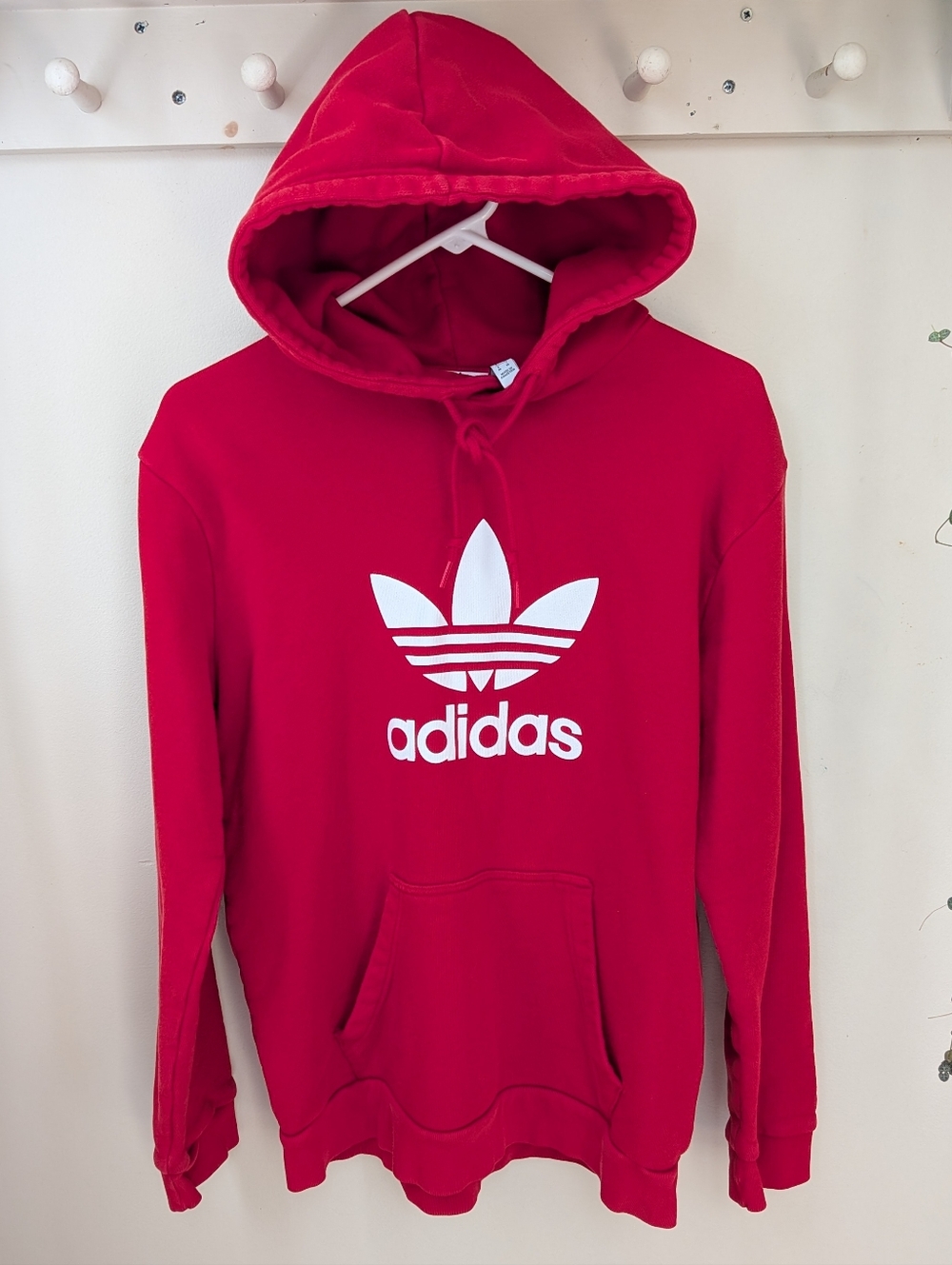Classic Red adidas Trefoil Hoodie Sweatshirt Women's Size M